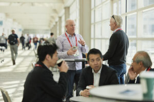 Attendees networking