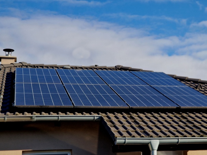 Roof with solar panels